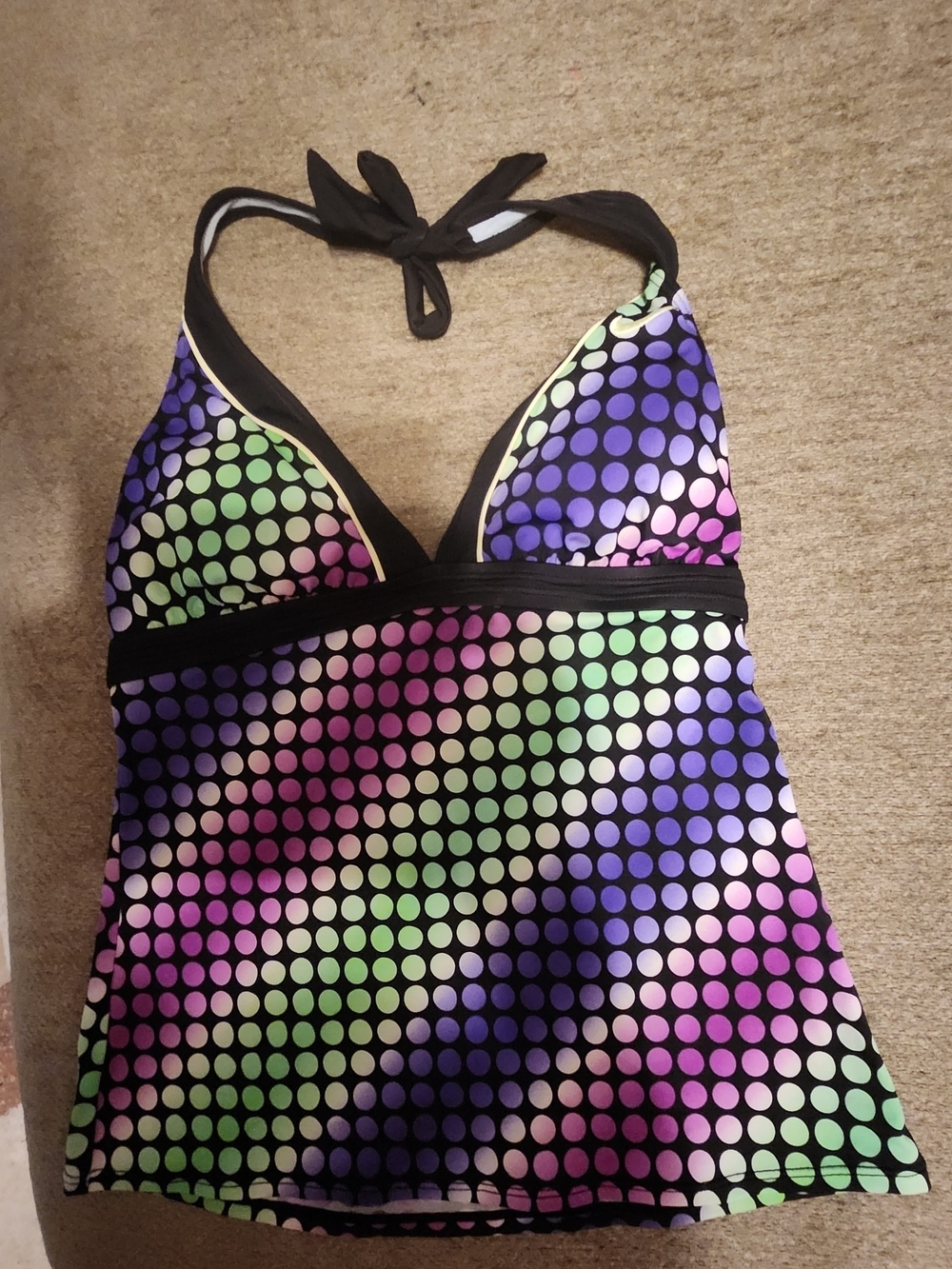 Nike Black Trim Multicolor Polka Swim Top
